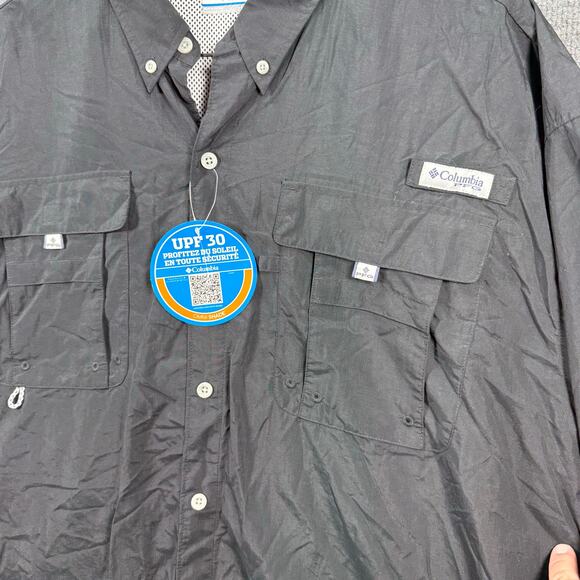 Columbia PFG NWT Fishing Shirt Men's 2XT Black UPF Outdoors Vented Button Up - Picture 2 of 9